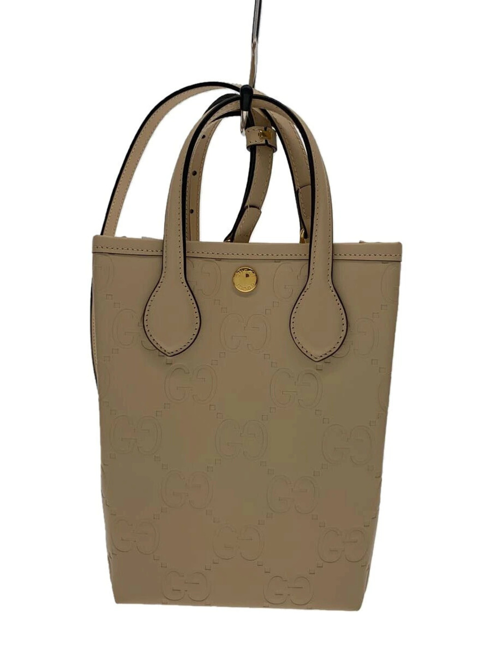 Gucci GG Leather Shoulder Bag Beige Cream All over